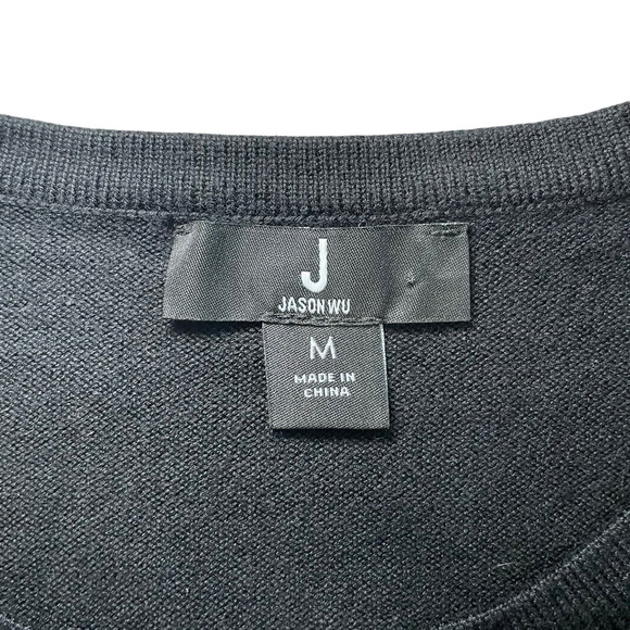 Jason Wu Jacquard‎ Cropped Knit Cardigan Sweater Classic Black Women's M Capsule - Picture 9 of 12